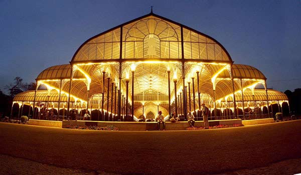 The Lalbagh Glasshouse at night